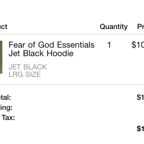 Fear of God Essentials Jet Black Hoodie Large. - Picture 2 of 4